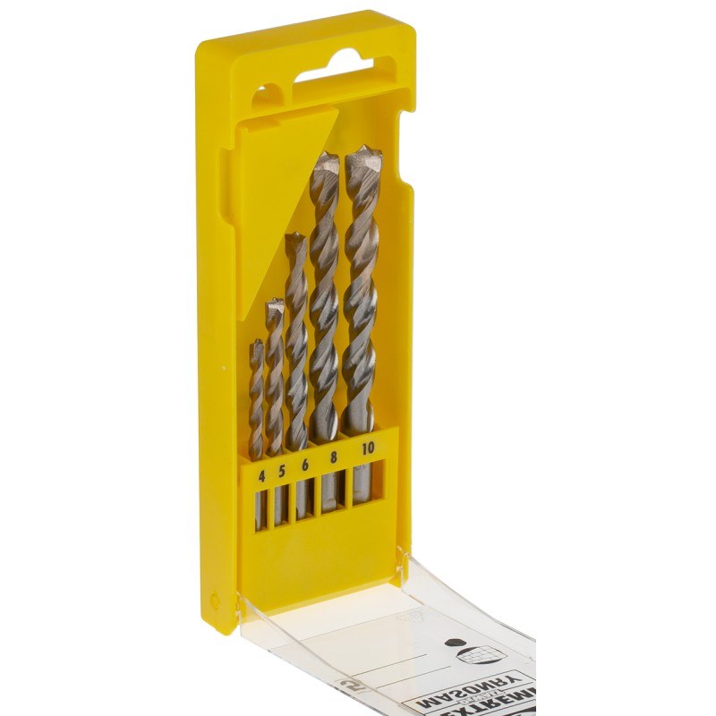 1 pcs - DeWALT 5-Piece Twist Drill Bit Set for Masonry, 10mm Max, 4mm Min, Tungsten Carbide Tipped Bits