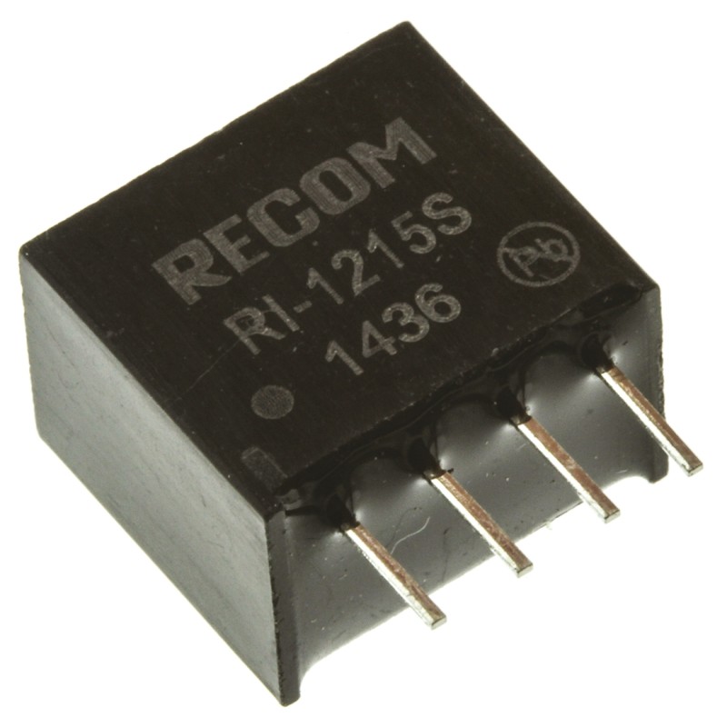 1 pcs - Recom RI DC-DC Converter, 15V dc/ 133mA Output, 10.8 - 13.2 V dc Input, 2W, Through Hole, +85°C Max Temp -40°C