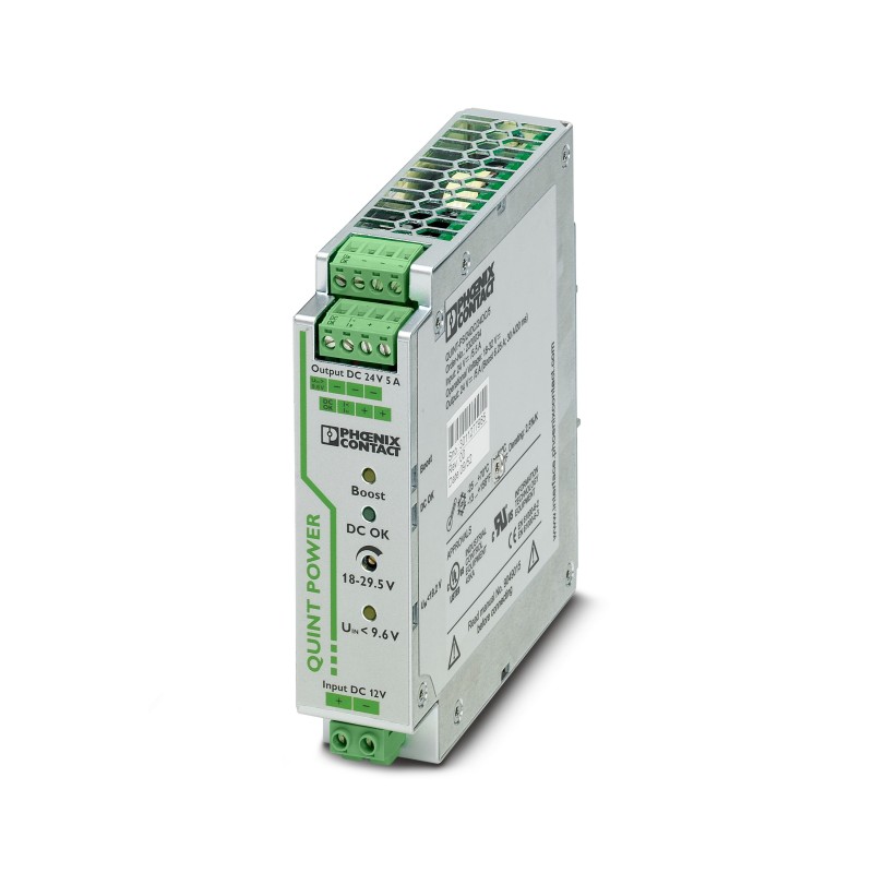 1 pcs - Phoenix Contact QUINT-PS/12DC/24DC/5 DC-DC Converter, 24V dc/ 5A Output, 9 - 18 V dc Input, 120W, DIN Rail