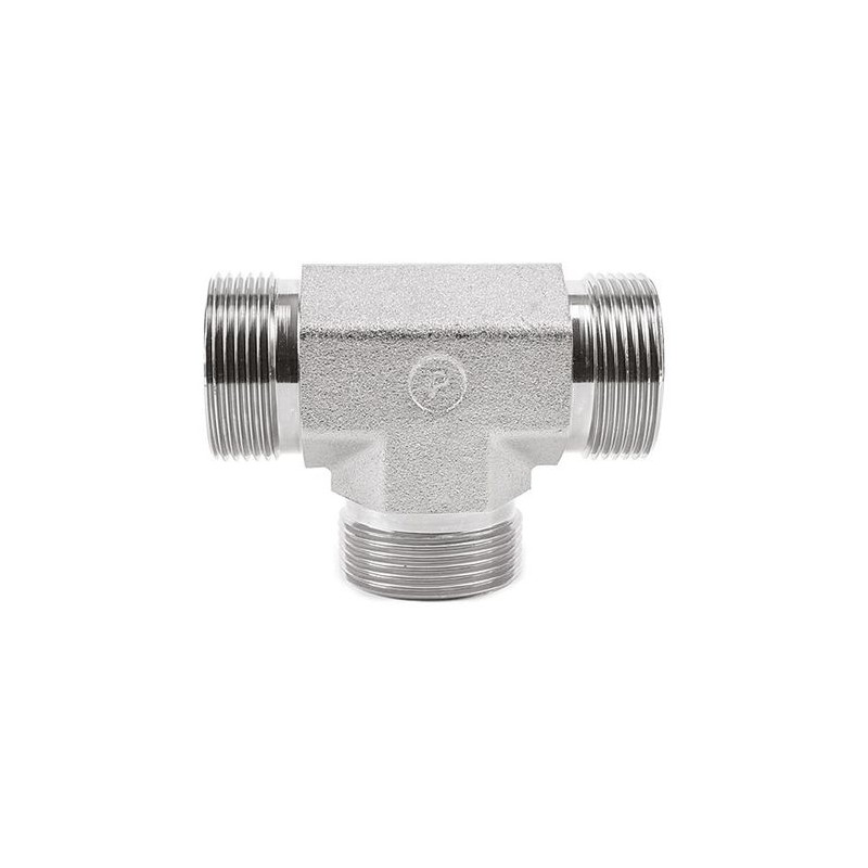 1 pcs - Parker Hydraulic Tee Threaded Adapter 6JMK4S, Connector A BSPP 3/8 Male Connector B BSPP 3/8-19 Male