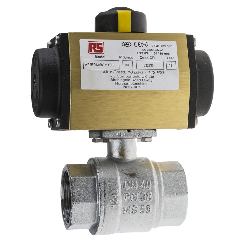 1 pcs - RS PRO Ball type Pneumatic Actuated Valve, BSP 1-1/2in, 40 bar