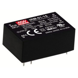 1 pcs - MEAN WELL Switching Power Supply, IRM-01-15, 15V dc, 67mA, 1W, 1 Output, 120 - 430 V dc, 85 - 305 V ac