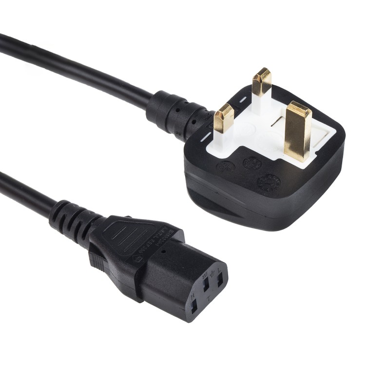 1 pcs - RS PRO IEC C13 Socket to Type G UK Plug Power Cord, 3m