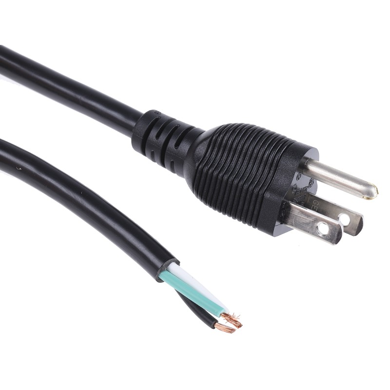 1 pcs - RS PRO Unterminated Type B US Plug Plug Power Cord, 2m