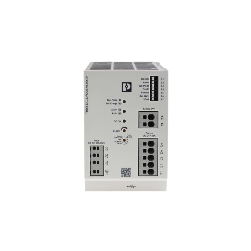 1 pcs - Phoenix Contact 400V ac Input DIN Rail Uninterruptible Power Supply (480W), TRIO-UPS
