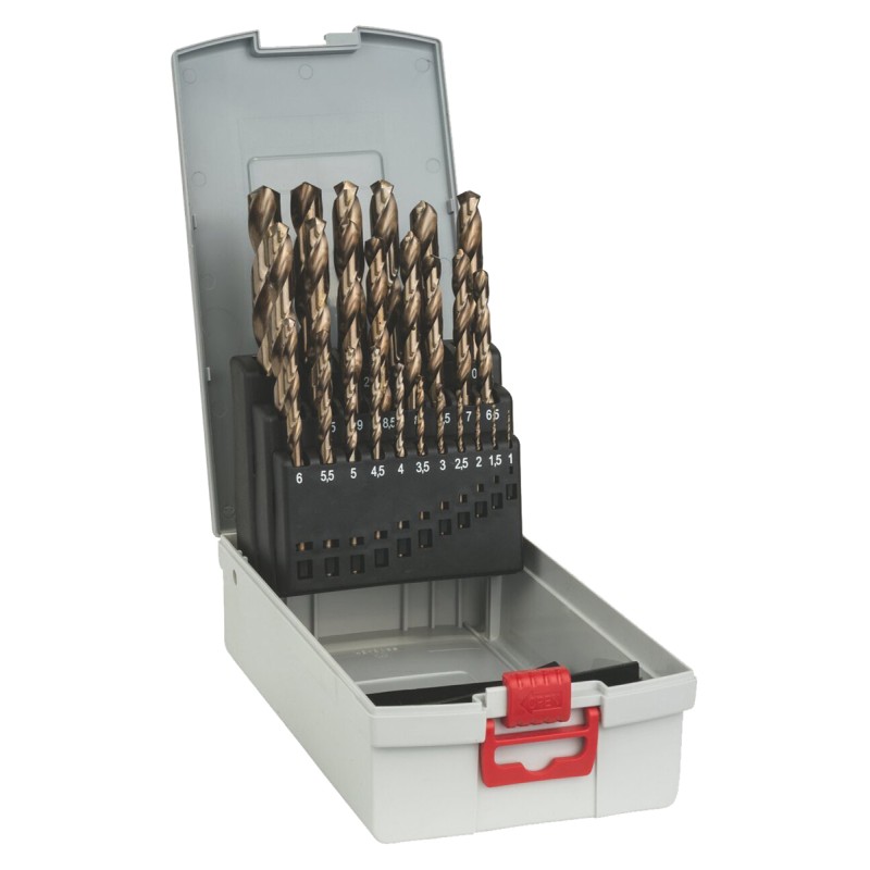 1 pcs - Bosch 25-Piece Twist Drill Bit Set for Metal, 13mm Max, 1mm Min, HSS-Co Bits