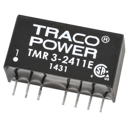 1 pcs - TRACOPOWER TMR 3E DC-DC Converter, 5V dc/ 600mA Output, 18 - 36 V dc Input, 3W, Through Hole, +85°C Max Temp