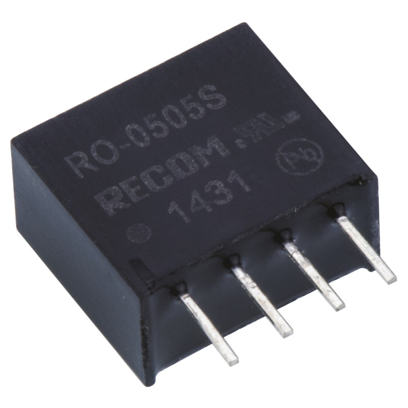 1 pcs - Recom RO DC-DC Converter, 5V dc/ 200mA Output, 4.5 - 5.5 V dc Input, 1W, Through Hole, +85°C Max Temp -40°C Min