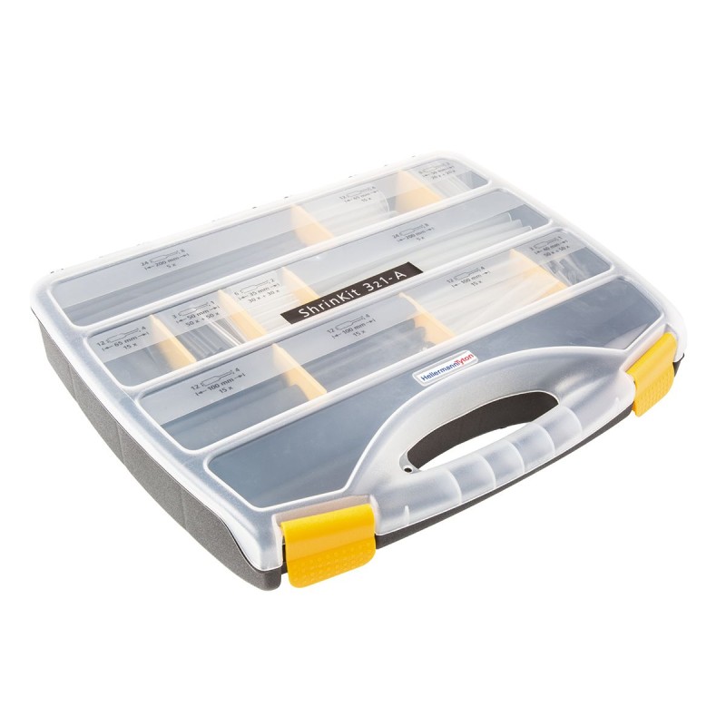 1 Kit - HellermannTyton Adhesive Lined Heat Shrink Tubing, Black, Clear 3mm Sleeve Dia. x 35mm Length 3:1 Ratio, ShrinKit 321-A