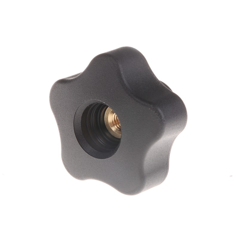 5 pcs - Elesa 69897 Black Multiple Lobes Clamping Knob, M6, Threaded Through Hole