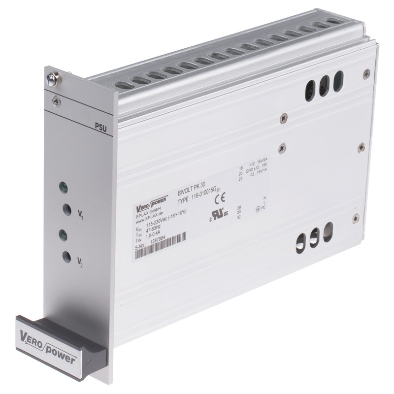 1 pcs - Eplax Switching Power Supply, 116-010015G, ±15V dc, 1A, 30W, Dual Output, 94 - 253V ac Input Voltage