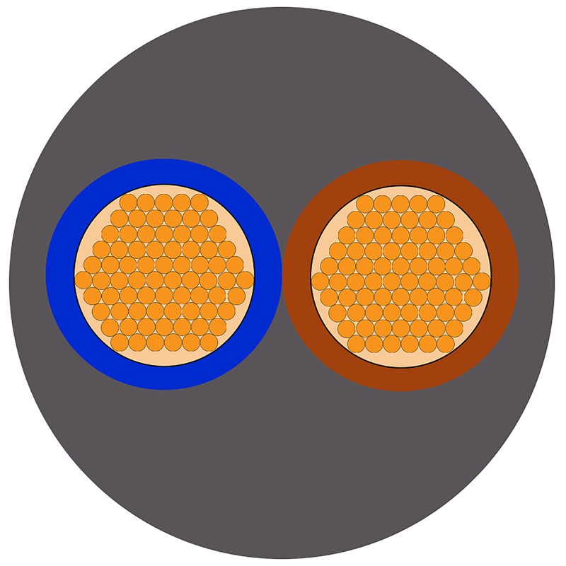 1 Reel of 100 M - RS PRO 2 Core Power Cable, 2.5 mm², 100m, Grey PVC Sheath, 3182Y, 25 A, 300 V, 500 V