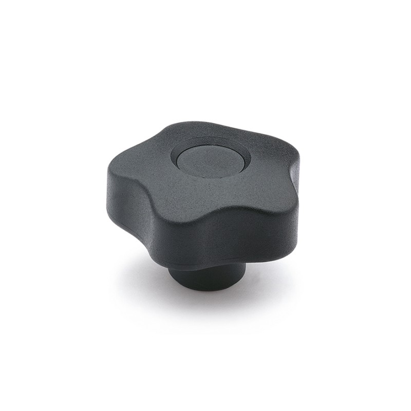 5 pcs - Elesa 69762-C9 Black Polypropylene Based Technopolymer Knob, M10, Threaded Through Hole