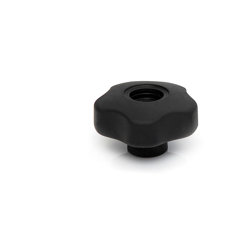 5 pcs - RS PRO Black Multiple Lobes Clamping Knob, M8, Threaded Through Hole