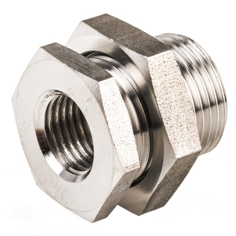 1 pcs - Legris Stainless Steel Pipe Fitting, Straight Hexagon Bulkhead Adapter, Female G 1/4in