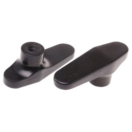 5 pcs - RS PRO Black 1-Arm Clamping Knob, M10, Threaded Hole