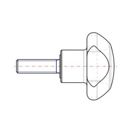 5 pcs - Elesa 167162 Black 3-Arm Clamping Knob, M5, Threaded Stud