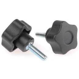 5 pcs - Elesa 69822 Black Multiple Lobes Clamping Knob, M5, Threaded Stud