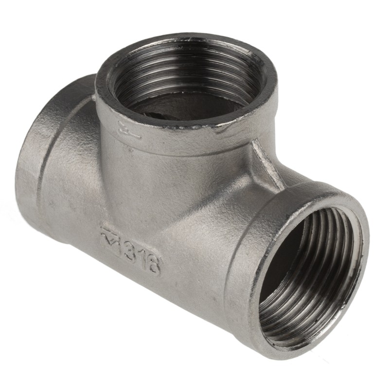 1 pcs - RS PRO Stainless Steel Pipe Fitting, Tee Circular Tee, Female G 1in x Female G 1in x Female G 1in