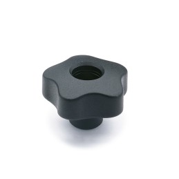 5 pcs - Elesa 69746 Black Polypropylene Based Technopolymer Knob, M6, Threaded Through Hole