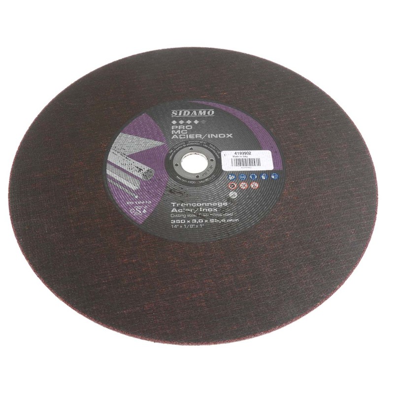 1 pcs - Sidamo Ceramic Cutting Disc, 355mm x 2.8mm Thick, Fine Grade, P120 Grit, A 36 RBF 131, 1 in pack