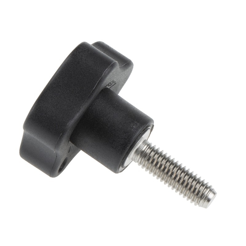 5 pcs - Elesa 166263 Black Multiple Lobes Clamping Knob, M6, Threaded Stud