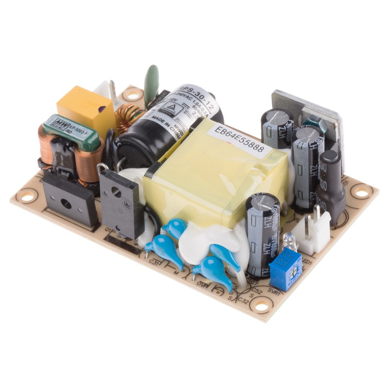 1 pcs - MEAN WELL Switching Power Supply, RPS-30-12, 12V dc, 2.5A, 30W, 1 Output, 80 - 264V ac Input Voltage