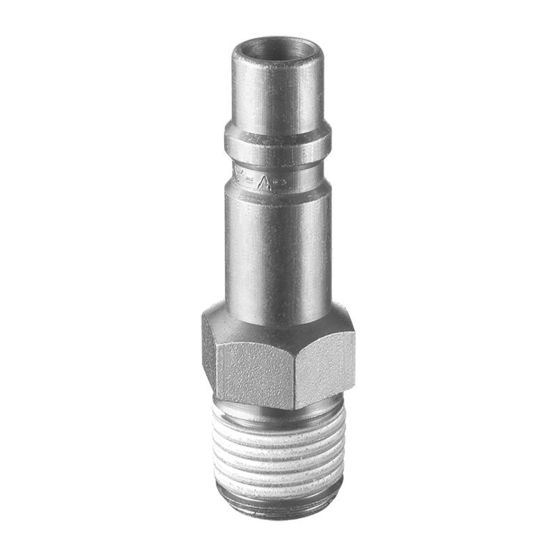 1 pcs - PREVOST Treated Steel Male Plug for Pneumatic Quick Connect Coupling, G 3/8 Male Threaded