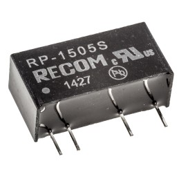 1 pcs - Recom RP DC-DC Converter, 5V dc/ 200mA Output, 13.5 - 16.5 V dc Input, 1W, Through Hole, +85°C Max Temp -40°C