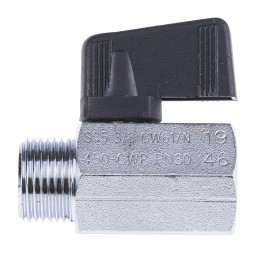 1 pcs - RS PRO Chrome Plated Brass Hydraulic Ball Valve G 3/8