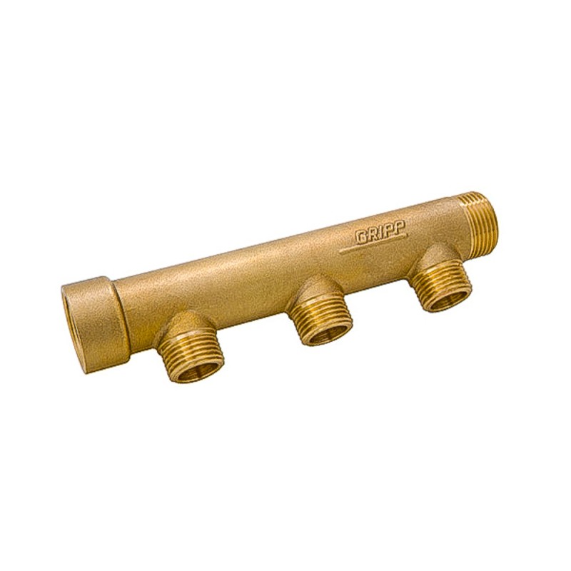 1 pcs - Watts Brass Pipe Fitting, Straight Compression Manifold, Male 3/4in to Male 1/2in