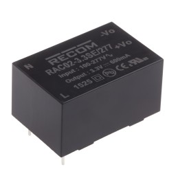 1 pcs - Recom Switching Power Supply, RAC02-3.3SE/277, 3.3V dc, 600mA, 2W, 1 Output, 120 - 430 V dc, 85 - 305 V