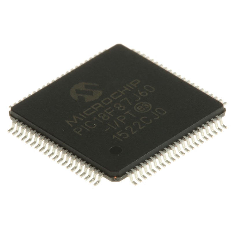 1 pcs - Microchip PIC18F87J60-I/PT, 8bit PIC Microcontroller, PIC18F, 41.667MHz, 128 kB Flash, 80-Pin TQFP