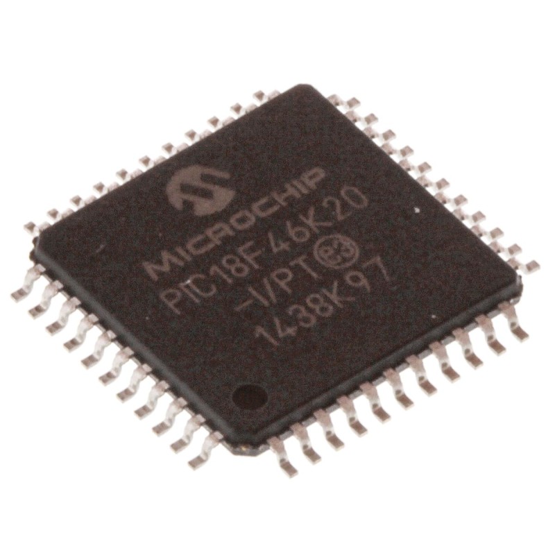 1 pcs - Microchip PIC18F46K20-I/PT, 8bit PIC Microcontroller, PIC18F, 64MHz, 1.024 kB, 64 kB Flash, 44-Pin TQFP