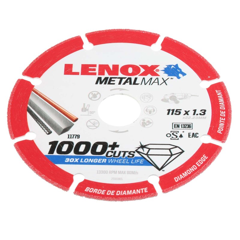 1 pcs - Lenox Aluminium Oxide Cutting Disc, 115mm x 1.3mm Thick, Medium Grade, P80 Grit