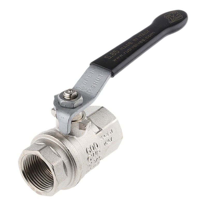 1 pcs - RS PRO Nickel Plated Brass Full Bore, 2 Way, Ball Valve, BSPP 3/4in, 40bar Operating Pressure