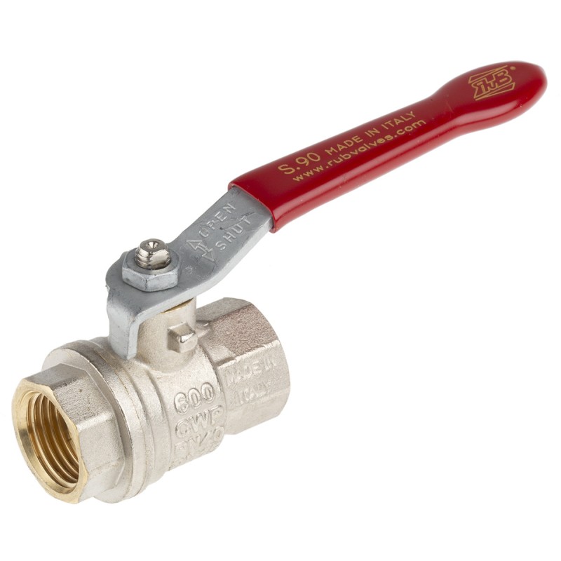 1 pcs - RS PRO Brass Full Bore, 2 Way, Ball Valve, BSPP 1/2in, 40 - 30bar Operating Pressure
