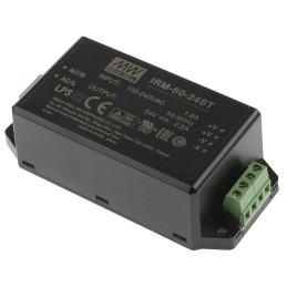 1 pcs - MEAN WELL Switching Power Supply, IRM-60-24ST, 24V dc, 2.5A, 60W, 1 Output, 85 - 264V ac Input Voltage