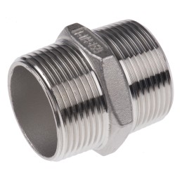 1 pcs - RS PRO Stainless Steel Pipe Fitting Hexagon Hexagon Nipple, Male R 1-1/4in x Male R 1-1/4in