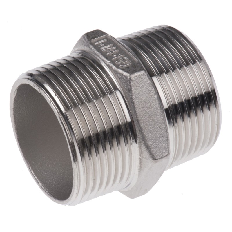 1 pcs - RS PRO Stainless Steel Pipe Fitting Hexagon Hexagon Nipple, Male R 1-1/4in x Male R 1-1/4in