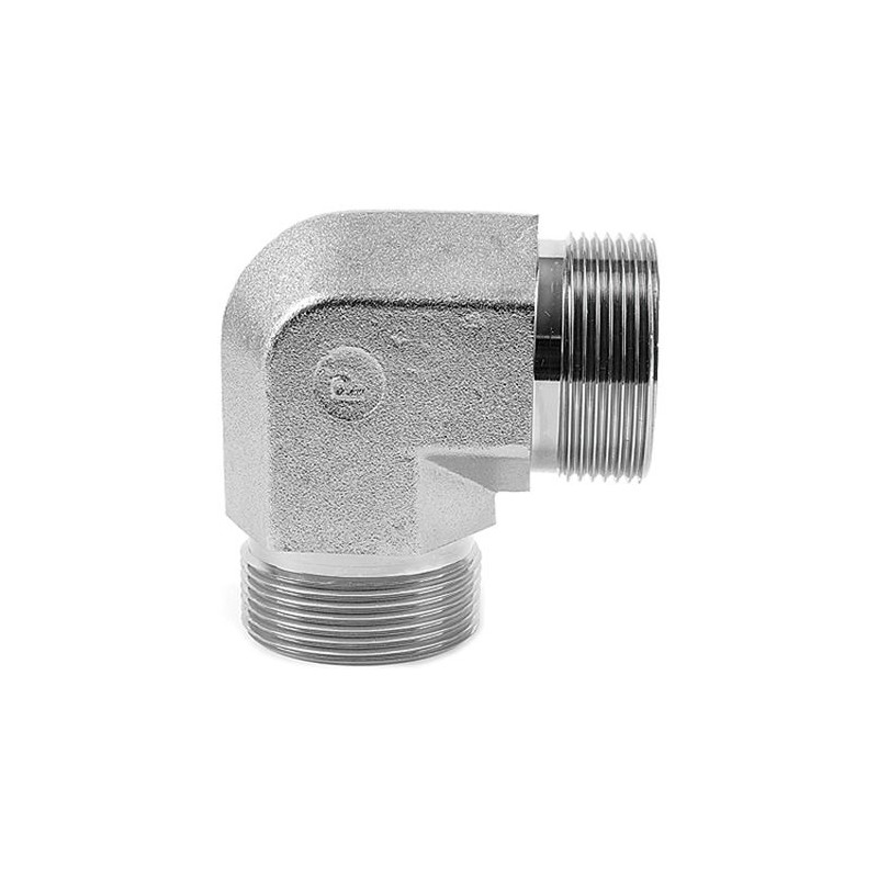 1 pcs - Parker Steel Zinc Plated Hydraulic Elbow Threaded Adapter, 4EMK4S, G 1/4 Male G 1/4 Male