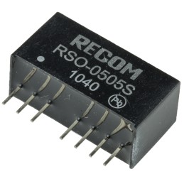 1 pcs - Recom RSO DC-DC Converter, 5V dc/ 200mA Output, 4.5 - 9 V dc Input, 1W, Through Hole, +85°C Max Temp -40°C Min
