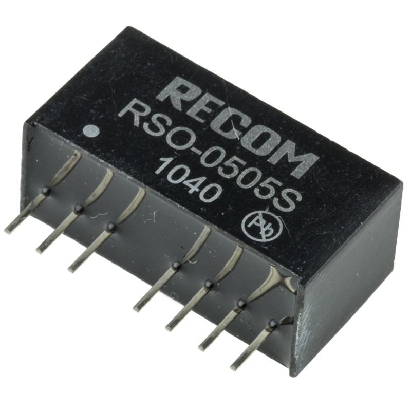 1 pcs - Recom RSO DC-DC Converter, 5V dc/ 200mA Output, 4.5 - 9 V dc Input, 1W, Through Hole, +85°C Max Temp -40°C Min