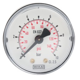 1 pcs - WIKA Analogue Pressure Gauge 10bar Back Entry, 8587699, 0bar min.