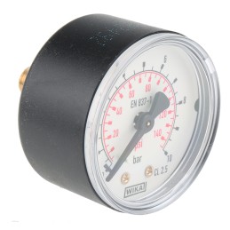 1 pcs - WIKA Analogue Pressure Gauge 10bar Back Entry, 8587699, 0bar min.