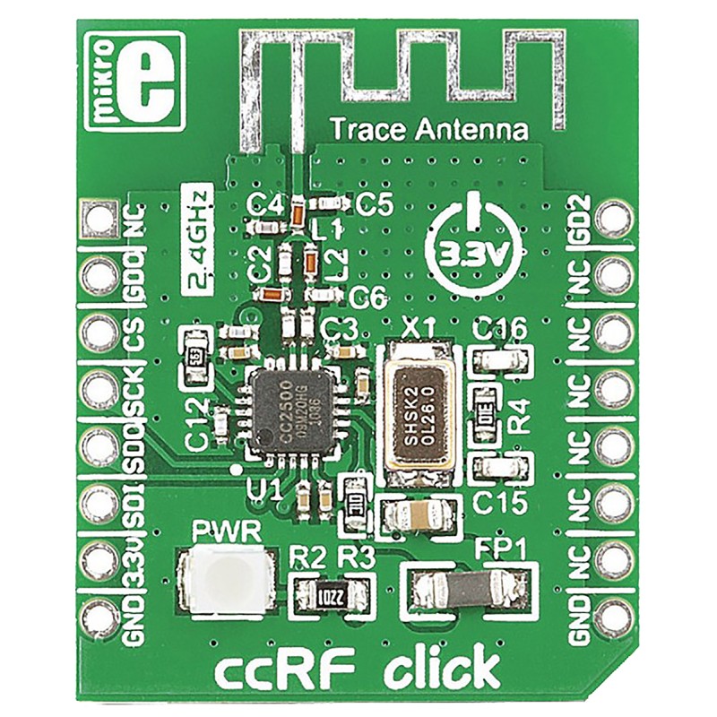 1 pcs - MikroElektronika ccRF Click CC2500 RF Transceiver mikroBus Click Board for Active RFID, Game Controllers, Home &