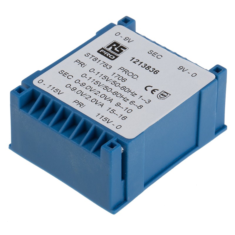 1 pcs - RS PRO 2 x 9V ac 2 Output PCB Mount PCB Transformer, 4VA