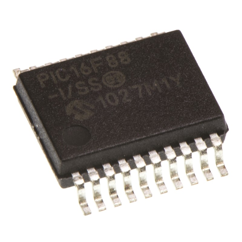 1 pcs - Microchip PIC16F88-I/SS, 8bit PIC Microcontroller, PIC16F, 20MHz, 7.168 kB, 256 B Flash, 20-Pin SSOP