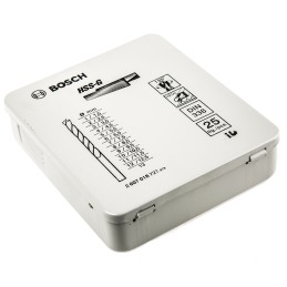 1 pcs - Bosch 25-Piece Twist Drill Bit Set for Metal, 13mm Max, 1mm Min, HSS-G Bits