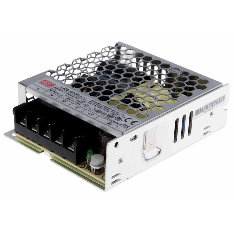 1 pcs - MEAN WELL Switching Power Supply, LRS-50-36, 36V dc, 1.45A, 52.2W, 1 Output, 120 - 373 V dc, 85 - 264 V